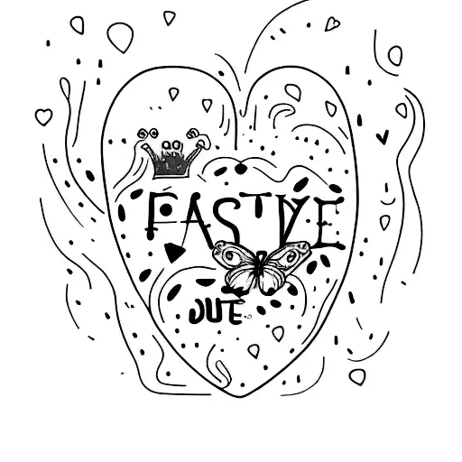 orange heart live fast die young tattoo design idea