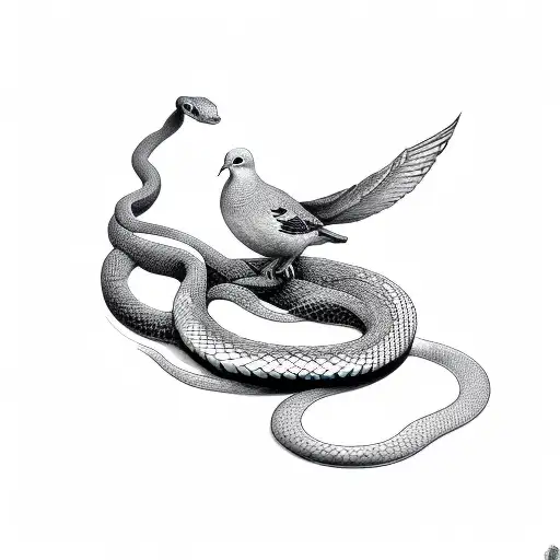Dove on top of snake  tattoo design idea