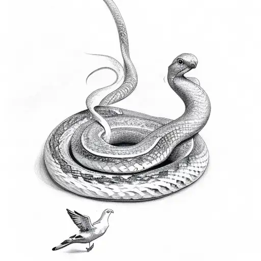 Dove on top of snake  tattoo design idea