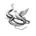 Dove on top of snake  tattoo design idea