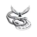 Dove on top of snake  tattoo design idea