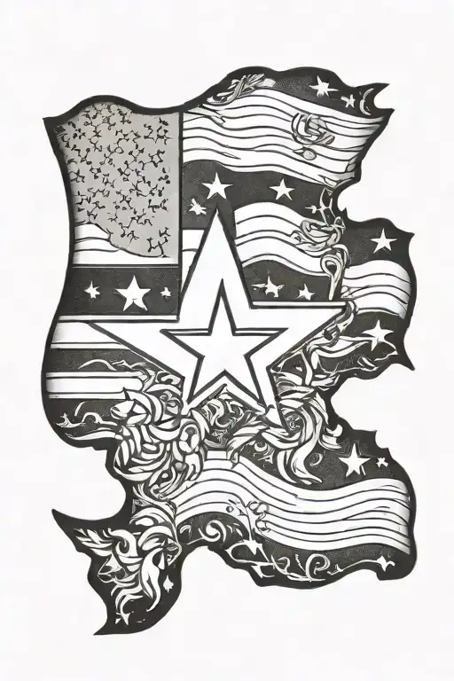 Texas and American flag intertwined tattoo design idea