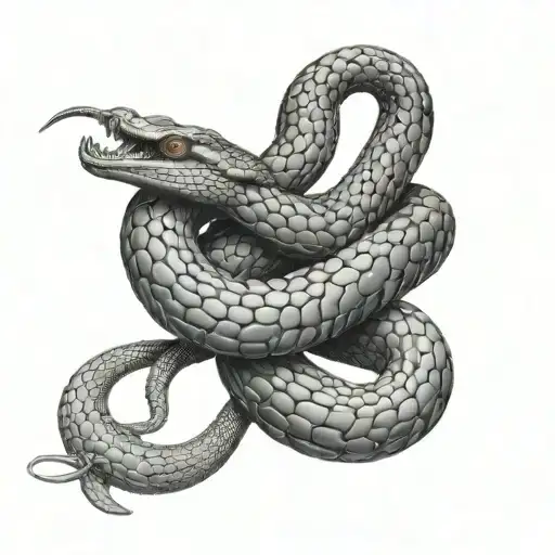 A detailed black and grey tattoo of a cobra wrapped around a trishul, embodying the balance between discipline and danger in your life tattoo design idea