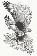 eagle with two doves flying away tattoo design idea