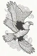 eagle with two doves flying away tattoo design idea