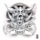 devil whispering tattoo design idea