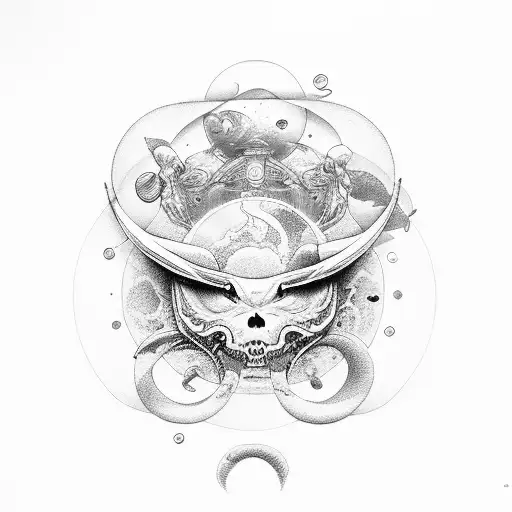 Hecate key 3 moons tattoo design idea