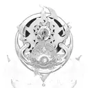 Hecate key 3 moons tattoo design idea