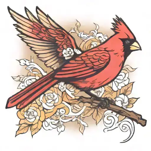 cardinal flying tattoo design idea