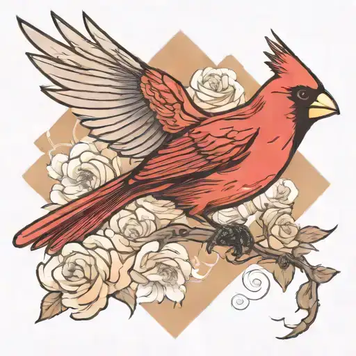 cardinal flying tattoo design idea
