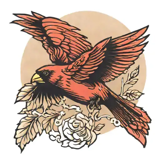 cardinal flying tattoo design idea