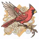 cardinal flying tattoo design idea