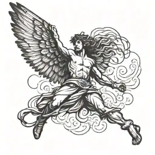 Icarus falling angel tattoo design idea