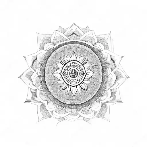 Constellation with lotus flower and chakras  tattoo design idea