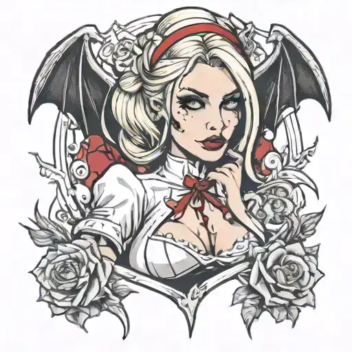 blonde vampire nurse tattoo design idea