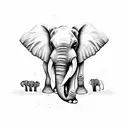 tree shaped elephant outline with baby elephants inside it tattoo design idea