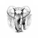 tree shaped elephant outline with baby elephants inside it tattoo design idea