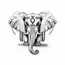 tree shaped elephant outline with baby elephants inside it tattoo design idea