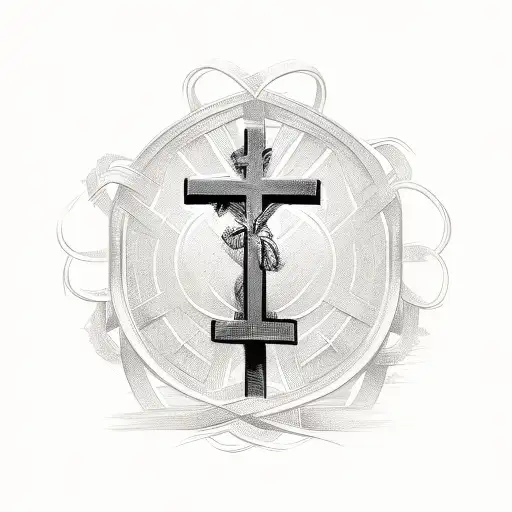 A sketch-style design featuring the iconic symbol of Christianity, the cross, intertwined with elements representing the Netherlands tattoo design idea