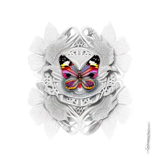 car with butterfly on hood tattoo design idea