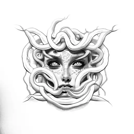 Medusa crying tattoo design idea