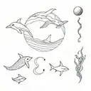 ocean themed matching friend different types tattoo design idea