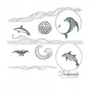 ocean themed matching friend different types tattoo design idea