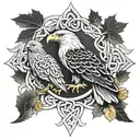 Celtic knot, maple leaf, eagle heritage tattoo tattoo design idea