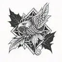 Celtic knot, maple leaf, eagle tattoo design idea