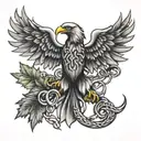 Celtic knot, maple leaf, eagle intertwined tattoo design idea
