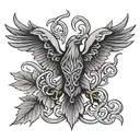 Celtic knot, maple leaf, eagle intertwined tattoo design idea