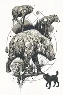 Need to create a sleeve tattoo on your arm! Space, stars, forest, water, ocean, wild animals, bear, wolves, possibly an elephant, tattoo design idea