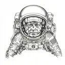 Astronaut helmet reflection tattoo design idea