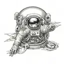Astronaut helmet reflection tattoo design idea