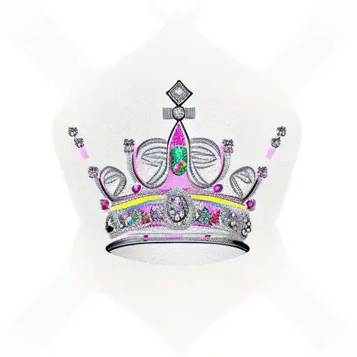 Pink Diamond Crown Tattoo On Rib - Tattoos Designs