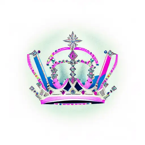 queens crown with pink ribbon tattoo design idea