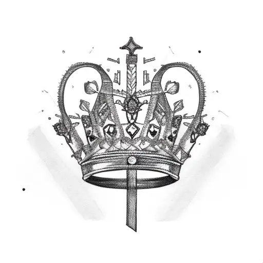 queens crown with breast cancer ribbon tattoo design idea