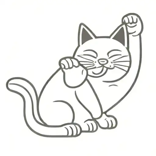 lucky cat" giving the devil horns sign tattooed tattoo design idea