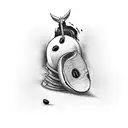 A Japanese-inspired tattoo of a coffee bean transforming into a samurai sword tattoo design idea