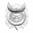 A Japanese-inspired tattoo of a coffee bean transforming into a samurai sword tattoo design idea