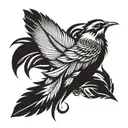 feather bird rising tattoo design idea