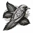 feather bird rising tattoo design idea