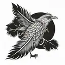 feather bird rising tattoo design idea