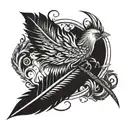 feather bird rising tattoo design idea