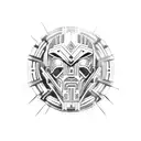 Aztec futuristic warrior cyborg  tattoo design idea