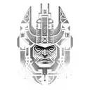 Aztec futuristic warrior cyborg  tattoo design idea