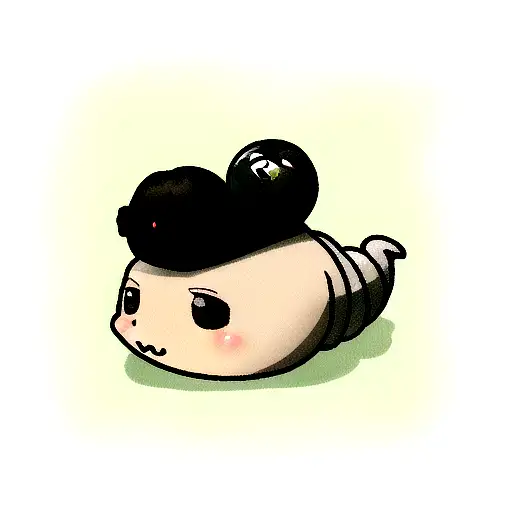 soot sprite riding a snail tattoo design idea