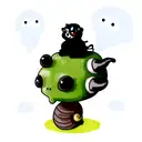 soot sprite riding a snail tattoo design idea