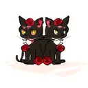 two cats(one black and the other withe with tiggered black and dark colors ) sorrounded by a roses heart tattoo design idea