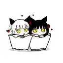 two cats(one black and the other withe with tiggered black and dark colors ) sorrounded by a roses heart tattoo design idea